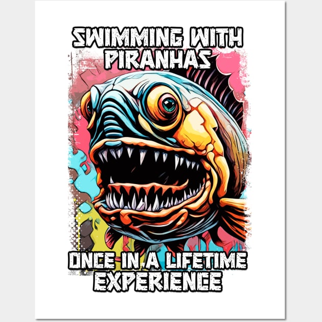 Funny Piranha Saying Amazon River Monster fish Hilarious Joke Wall Art by Naumovski